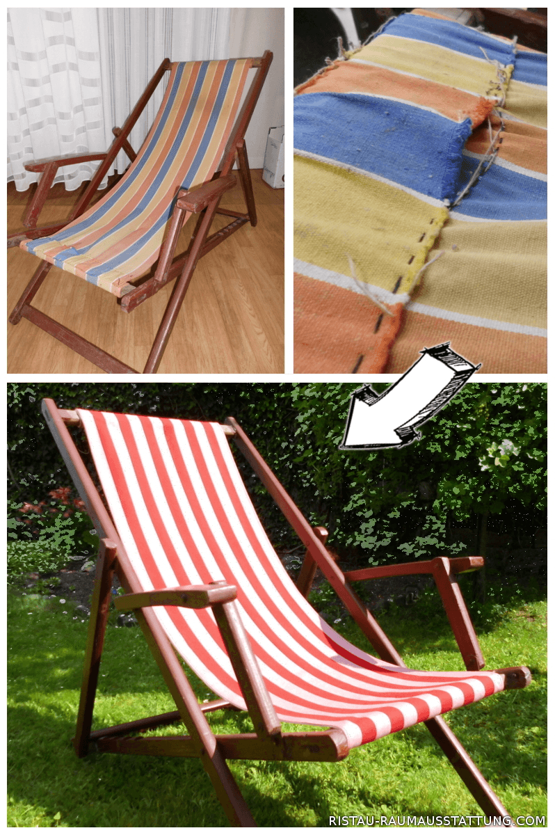 Ein Liegestuhl mit neuem Stoff